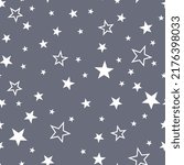 Stars seamless pattern. Grey and white star design for baby and kids pattern for print or fabric.