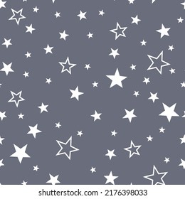 Stars seamless pattern. Grey and white star design for baby and kids pattern for print or fabric.