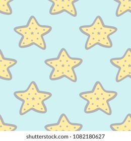 Stars seamless pattern. Hand drawn unique cute star for baby and kids fabric textile, ready for print and fashion.