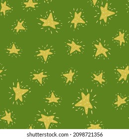 Stars seamless pattern. Hand drawn background space. Repeated texture in doodle style for fabric, wrapping paper, wallpaper, tissue. Vector illustration.