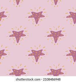 Patrón sin fisuras de las estrellas. Espacio de fondo dibujado a mano. Textura repetida en forma de doodle para tela, papel envolvente, papel pintado, tejido. Ilustración vectorial.