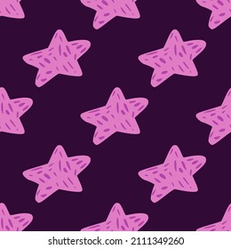Stars seamless pattern. Hand drawn background celebration. Repeated texture in doodle style for fabric, wrapping paper, wallpaper, tissue. Vector illustration.