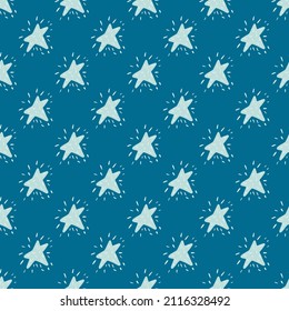 Stars seamless pattern. Hand drawn background space. Repeated texture in doodle style for fabric, wrapping paper, wallpaper, tissue. Vector illustration.