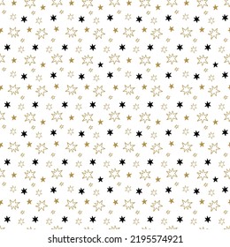 Stars nahtloses Muster im handgezeichneten Doodle-Stil. Vektorgrafik für Stoffe, Wickelpapier, digitales Papier, Hintergründe.