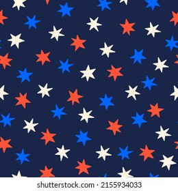 Stars seamless pattern. Independence Day colours. Vector illustration