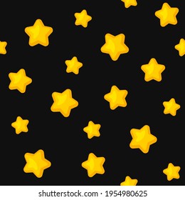 Stars Seamless Pattern on Black Background. Vector