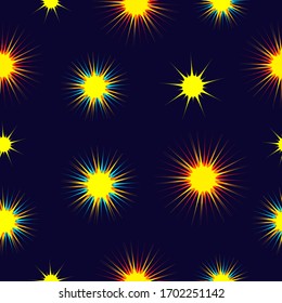 Stars seamless pattern on a blue background. Vector illustration.