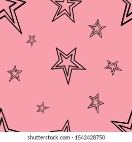 Stars seamless pattern on a pink background. Vector illustration. Great for fabric, wallpaper, design.