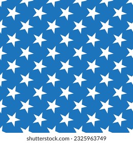 Stars seamless pattern. Stars on a pretty blue background, vector retro seamless pattern for packaging, fabric, paper, background.