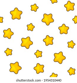Stars Seamless Pattern on White Background. Vector