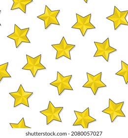 Stars Seamless Pattern On A White Background. Gold Star Theme Vector Illustration
