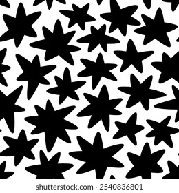 Stars seamless pattern. Vector shapes. Doodle hand drawn style
