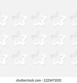 Stars. Seamless pattern. White geometric 3D shapes on white background. Can be used for wallpaper, textile, invitation card, wrapping, web page background.