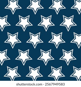 Stars Seamless Pattern. Seamless White Stars Pattern on Blue Background. Good for fabric, textile, pajama, linen, wallpaper, background