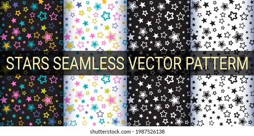 Stars Seamless Vector pattern For fabric, Background, wrapping paper and others.