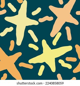 Stars seamless vector pattern for wrapping, digital paper, wallpaper, fabric print, textile design. Simple silhouette shape of shining star decorative element for kids, baby, children, sport.