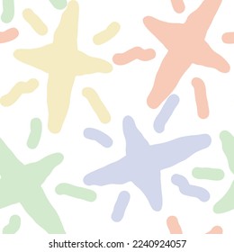 Stars seamless vector pattern for wrapping, digital paper, wallpaper, fabric print, textile design. Simple silhouette shape of shining star decorative element for kids, baby, children, sport.