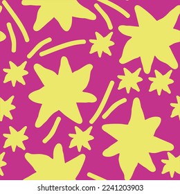 Stars seamless vector pattern for wrapping, digital paper, wallpaper, fabric print, textile design. Simple silhouette shape of shining star decorative element for kids, baby, children, sport.