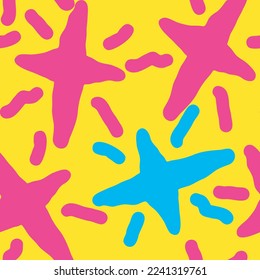 Stars seamless vector pattern for wrapping, digital paper, wallpaper, fabric print, textile design. Simple silhouette shape of shining star decorative element for kids, baby, children, sport.