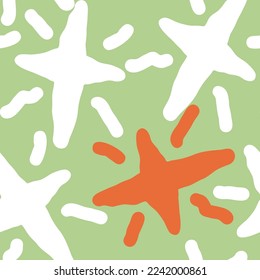 Stars seamless vector pattern for wrapping, digital paper, wallpaper, fabric print, textile design. Simple silhouette shape of shining star decorative element for kids, baby, children, sport.