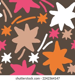 Stars seamless vector pattern for wrapping, digital paper, wallpaper, fabric print, textile design. Simple silhouette shape of shining star decorative element for kids, baby, children, sport.