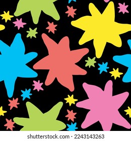 Stars seamless vector pattern for wrapping, digital paper, wallpaper, fabric print, textile design. Simple silhouette shape of shining star decorative element for kids, baby, children, sport.