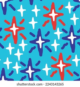 Stars seamless vector pattern for wrapping, digital paper, wallpaper, fabric print, textile design. Simple silhouette shape of shining star decorative element for kids, baby, children, sport.