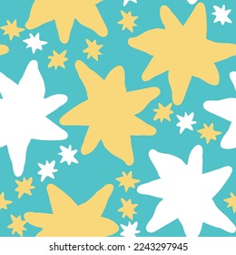 Stars seamless vector pattern for wrapping, digital paper, wallpaper, fabric print, textile design. Simple silhouette shape of shining star decorative element for kids, baby, children, sport.