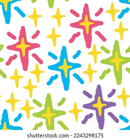 Stars seamless vector pattern for wrapping, digital paper, wallpaper, fabric print, textile design. Simple silhouette shape of shining star decorative element for kids, baby, children, sport.