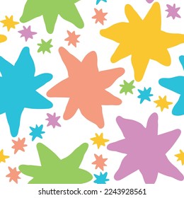 Stars seamless vector pattern for wrapping, digital paper, wallpaper, fabric print, textile design. Simple silhouette shape of shining star decorative element for kids, baby, children, sport.