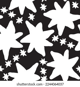 Stars seamless vector pattern for wrapping, digital paper, wallpaper, fabric print, textile design. Simple silhouette shape of shining star decorative element for kids, baby, children, sport.