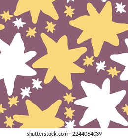 Stars seamless vector pattern for wrapping, digital paper, wallpaper, fabric print, textile design. Simple silhouette shape of shining star decorative element for kids, baby, children, sport.