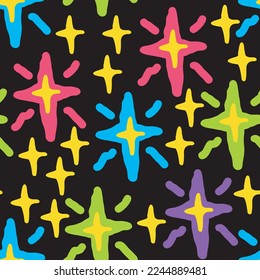 Stars seamless vector pattern for wrapping, digital paper, wallpaper, fabric print, textile design. Simple silhouette shape of shining star decorative element for kids, baby, children, sport.
