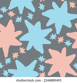 Stars seamless vector pattern for wrapping, digital paper, wallpaper, fabric print, textile design. Simple silhouette shape of shining star decorative element for kids, baby, children, sport.