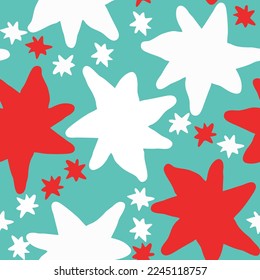 Stars seamless vector pattern for wrapping, digital paper, wallpaper, fabric print, textile design. Simple silhouette shape of shining star decorative element for kids, baby, children, sport.