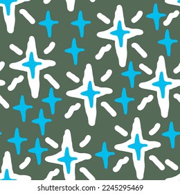 Stars seamless vector pattern for wrapping, digital paper, wallpaper, fabric print, textile design. Simple silhouette shape of shining star decorative element for kids, baby, children, sport.