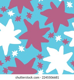 Stars seamless vector pattern for wrapping, digital paper, wallpaper, fabric print, textile design. Simple silhouette shape of shining star decorative element for kids, baby, children, sport.