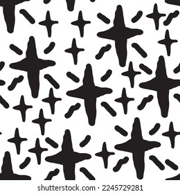 Stars seamless vector pattern for wrapping, digital paper, wallpaper, fabric print, textile design. Simple silhouette shape of shining star decorative element for kids, baby, children, sport.