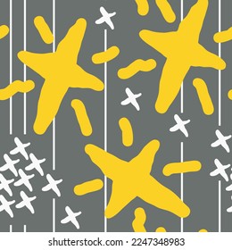 Stars seamless vector pattern for wrapping, digital paper, wallpaper, fabric print, textile design. Simple silhouette shape of shining star decorative element for kids, baby, children, sport.