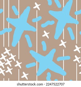 Stars seamless vector pattern for wrapping, digital paper, wallpaper, fabric print, textile design. Simple silhouette shape of shining star decorative element for kids, baby, children, sport.