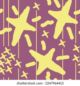 Stars seamless vector pattern for wrapping, digital paper, wallpaper, fabric print, textile design. Simple silhouette shape of shining star decorative element for kids, baby, children, sport.
