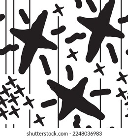 Stars seamless vector pattern for wrapping, digital paper, wallpaper, fabric print, textile design. Simple silhouette shape of shining star decorative element for kids, baby, children, sport.