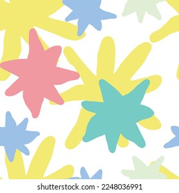 Stars seamless vector pattern for wrapping, digital paper, wallpaper, fabric print, textile design. Simple silhouette shape of shining star decorative element for kids, baby, children, sport.