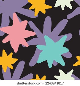 Stars seamless vector pattern for wrapping, digital paper, wallpaper, fabric print, textile design. Simple silhouette shape of shining star decorative element for kids, baby, children, sport.