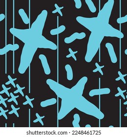 Stars seamless vector pattern for wrapping, digital paper, wallpaper, fabric print, textile design. Simple silhouette shape of shining star decorative element for kids, baby, children, sport.