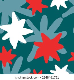 Stars seamless vector pattern for wrapping, digital paper, wallpaper, fabric print, textile design. Simple silhouette shape of shining star decorative element for kids, baby, children, sport.