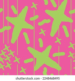 Stars seamless vector pattern for wrapping, digital paper, wallpaper, fabric print, textile design. Simple silhouette shape of shining star decorative element for kids, baby, children, sport.