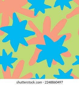 Stars seamless vector pattern for wrapping, digital paper, wallpaper, fabric print, textile design. Simple silhouette shape of shining star decorative element for kids, baby, children, sport.