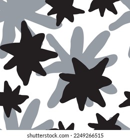 Stars seamless vector pattern for wrapping, digital paper, wallpaper, fabric print, textile design. Simple silhouette shape of shining star decorative element for kids, baby, children, sport.