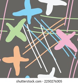 Stars seamless vector pattern for wrapping, digital paper, wallpaper, fabric print, textile design. Simple silhouette shape of shining star decorative element for kids, baby, children, sport.